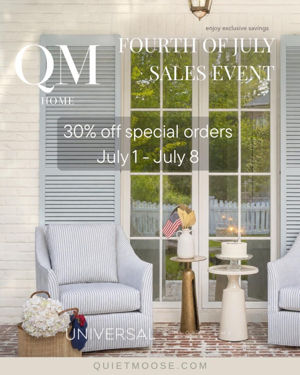 Summer in Northern Michigan is officially here, and we’re ready to celebrate the Fourth of July in style! To help you get your home looking absolutely perfect for the season, we’re launching an incredible 30% OFF Universal Furniture special order sale  starting July 1st!
Mark your calendars, because this is a quick one. The sale runs from July 1st through July 8th, but please note that we will be closed on July 4th and 5th so our team can enjoy the holiday with their families. 
That means you only have 6 days to save big on these stunning pieces. The countdown is on