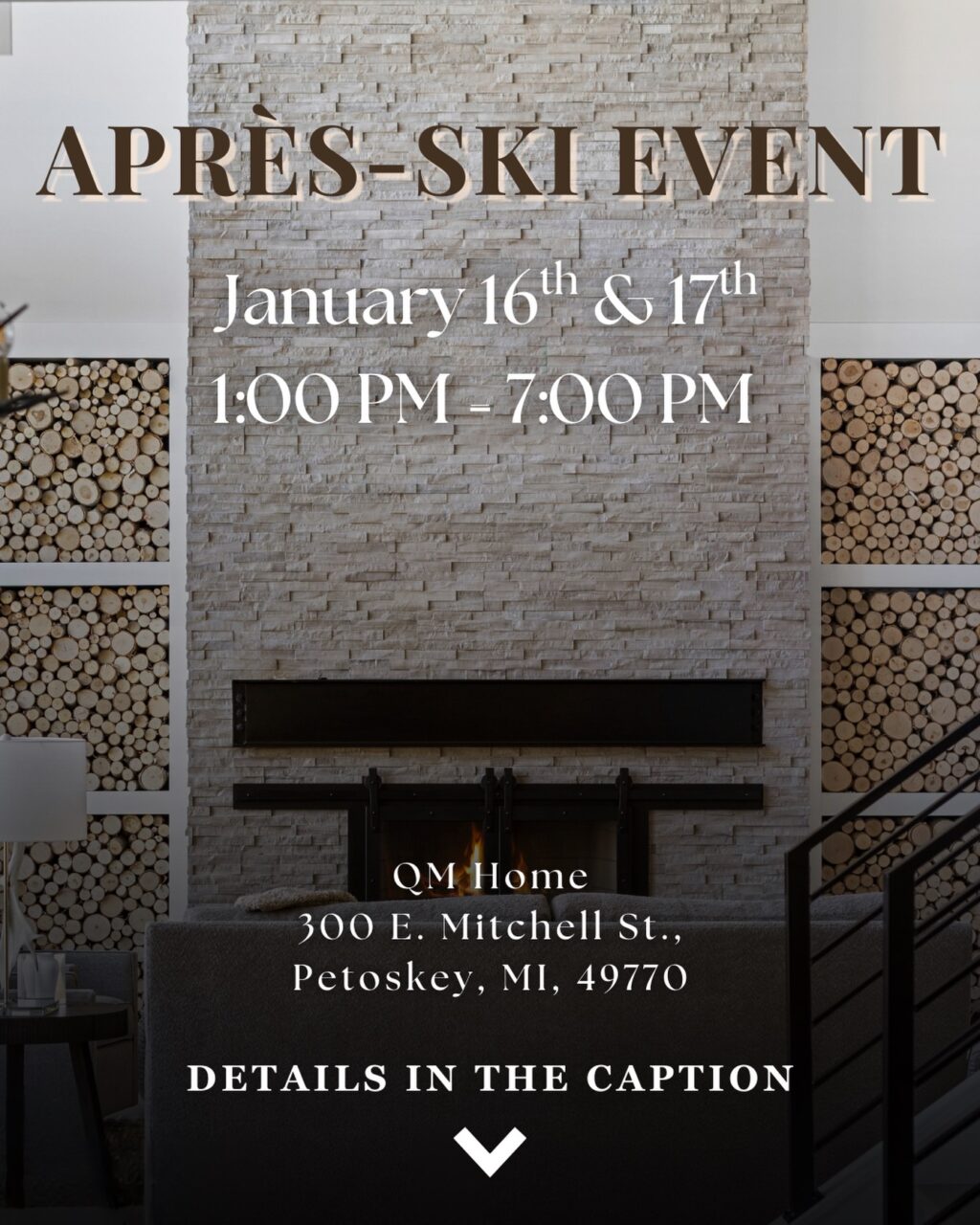 Join us January 16-17 | 1:00 PM - 7:00 PM at QM Home

A winter-inspired shopping event celebrating cozy textures, curated furnishings, and indulgent details designed for elegant winter living.

Enjoy warm cider with a spirited twist from @gypsydistillery and local wines from @boynevalleyvineyards while you shop. 🥂

Event Exclusives:
- 20% off all accessories
- Free statewide delivery
- Complimentary cashmere throw with purchases over $1,500

We look forward to welcoming you for an elevated après-ski experience. ❄️

#quietmoosehome #interiordesign #northernmichigan #apresski #event