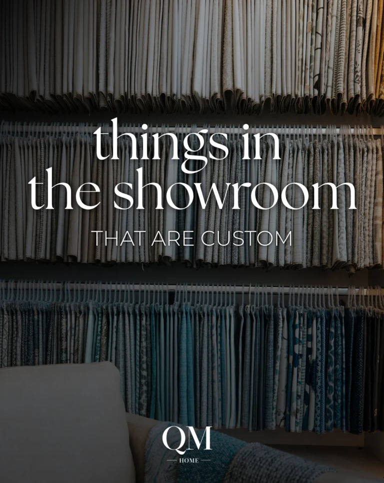 What you see in the showroom is only the beginning.
From upholstery and rugs to bedroom pieces, sofas + sectionals, so much can be tailored to fit your space, your style and the way you actually live.
Different fabrics. Different finishes. Different sizes. Endless ways to make it feel like yours.
Come see what&rsquo;s possible at QM Home.